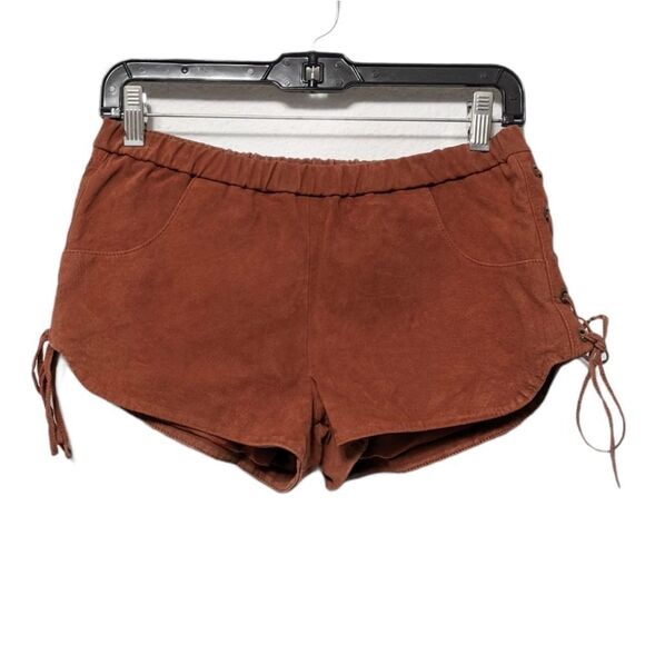 TOBI Open Up Genuine Suede Leather Shorts In Rust S - Picture 2 of 10